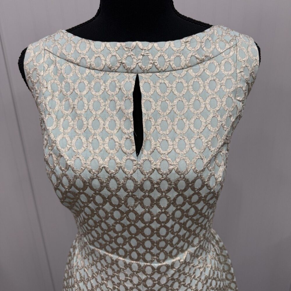 Lauren Ralph Lauren Women's Size 16 Aqua Metallic Fit and Flare Cocktail Dress - Picture 3 of 8
